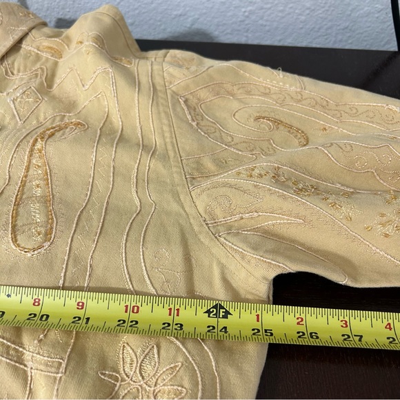 NWT CHICO’S Camelot Roadster Jacket Raffia (Light Yellow) Embroidered Sz 3 (XL) - Picture 13 of 16